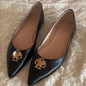Kate Spade Black Flats with Gold Accent